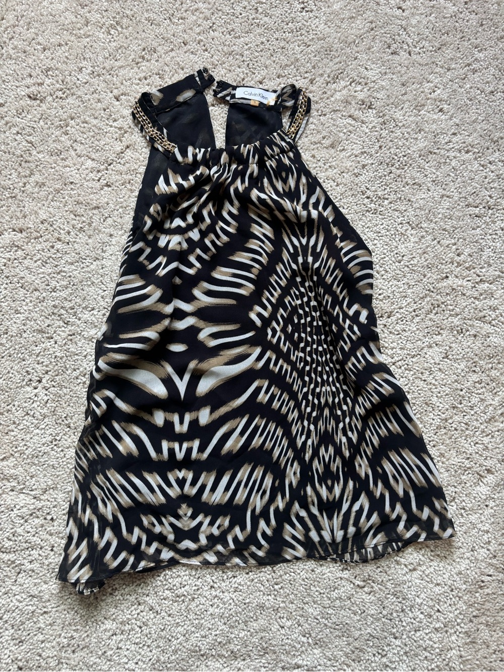 Calvin Klein Black & Cream Halter Neck Top